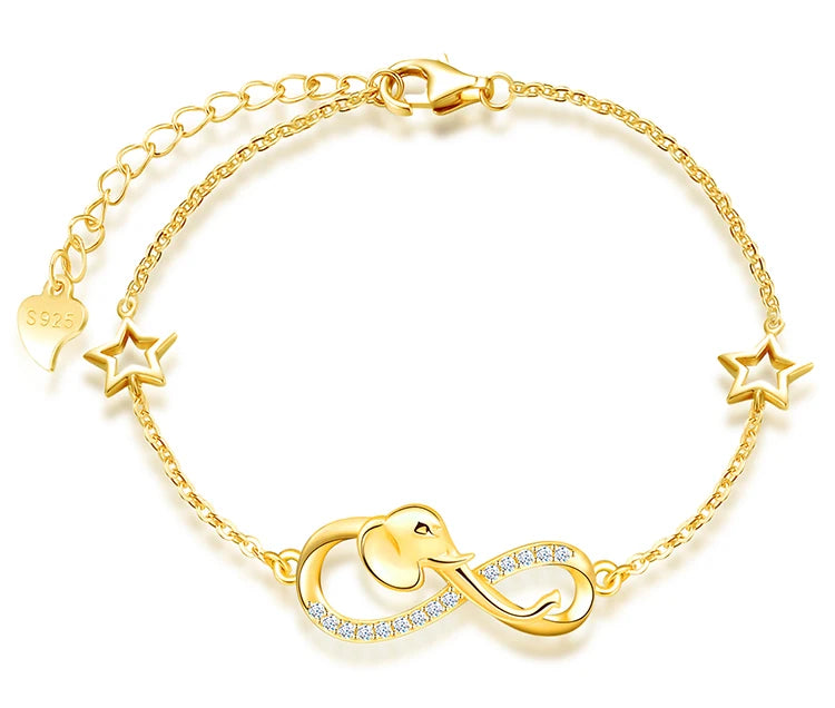 Link Chain Wholesale Bracelet Elephant Infinity Sterling Silver Adjustable Bracelets for Ladies