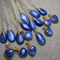 Original 925 Sterling Silver 18K Gold Plated Fashion Gemstone Natural Kyanite Pendant Necklace