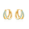 S925 Sterling Silver Double Row Diamond Earrings Diamond Turquoise Zircon Women's Personality Trend Earrings
