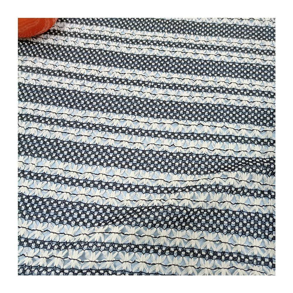 2023 New Design Hollow Out Crochet Cotton Knit Fabric Wholesale Custom Reasonable Price Crochet Yarn Fabric