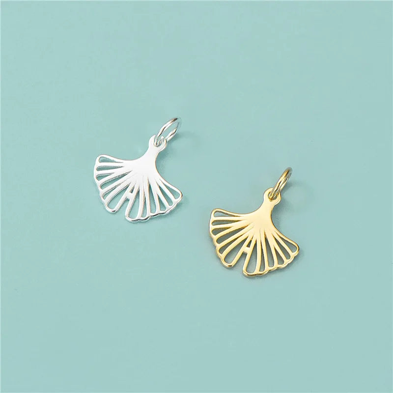 Ginkgo Leaves Pendant S925 Sterling Silver Hollow Out Leaf Pendants for Necklace Jewelry Making