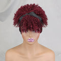 Head Band African Wholesale Hairband Kinky Curly Hair Wig for Black Women Afro Headband Wig 99J Short Human Hair Wigs