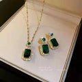 Factory Wholesale Zirconia Stone Box Chain Pendant Necklace Fashion Jewelry Set for Women