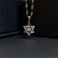 Dainty CZ Six Pointed Star Necklaces Magen Star of David 925 Silver Hexagram Pendant Necklace for Women Judaica Jewish