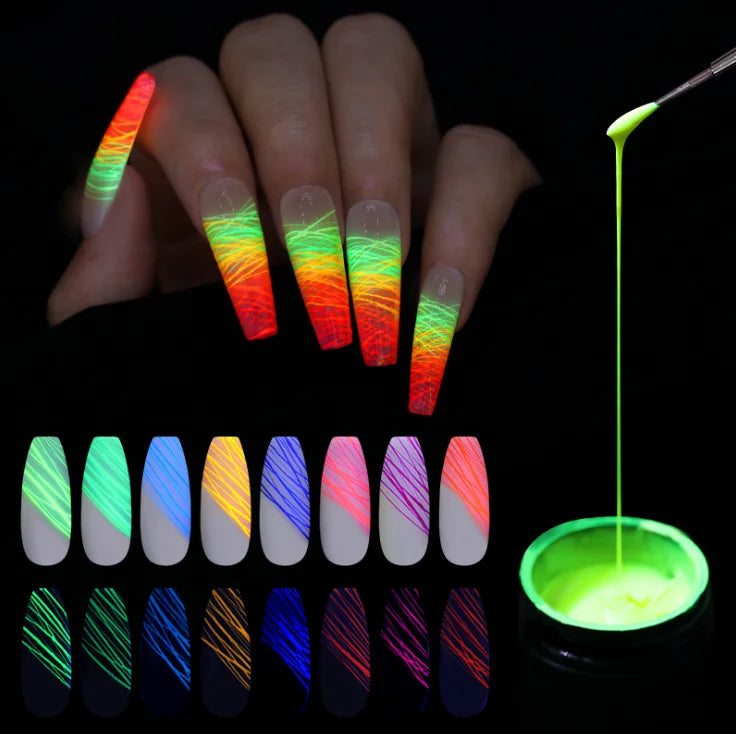 BIN Nail Products Private Label Oem 8ml DIY Nail Art Gel Varnish Uv/led Luminous Spider Gel Polish Glow in the Dark