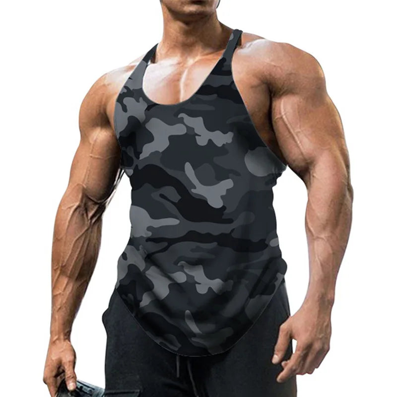 European & American Men's Sleeveless Camouflage Vest Breathable Casual Top for Spring Outdoor Sports Fitness