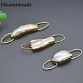 Wholesale Good Quality Gold Plated Natural White Pearl Freeform Shape Connector Metal Copper Pendants for DIY Woman Jewelry