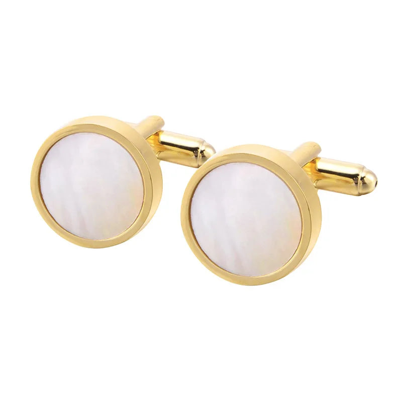 Wholesale Sublimation Mother of Pearl Shell Stone Elegant Cufflinks Custom Mens Business Suit Shirt Wedding Tuxedo Gift Cufflink