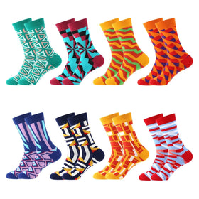 Wholesale Fashion Colorful Unique Geometric Socks Men Unisex African Crazy Novelty Cotton Crew Socks