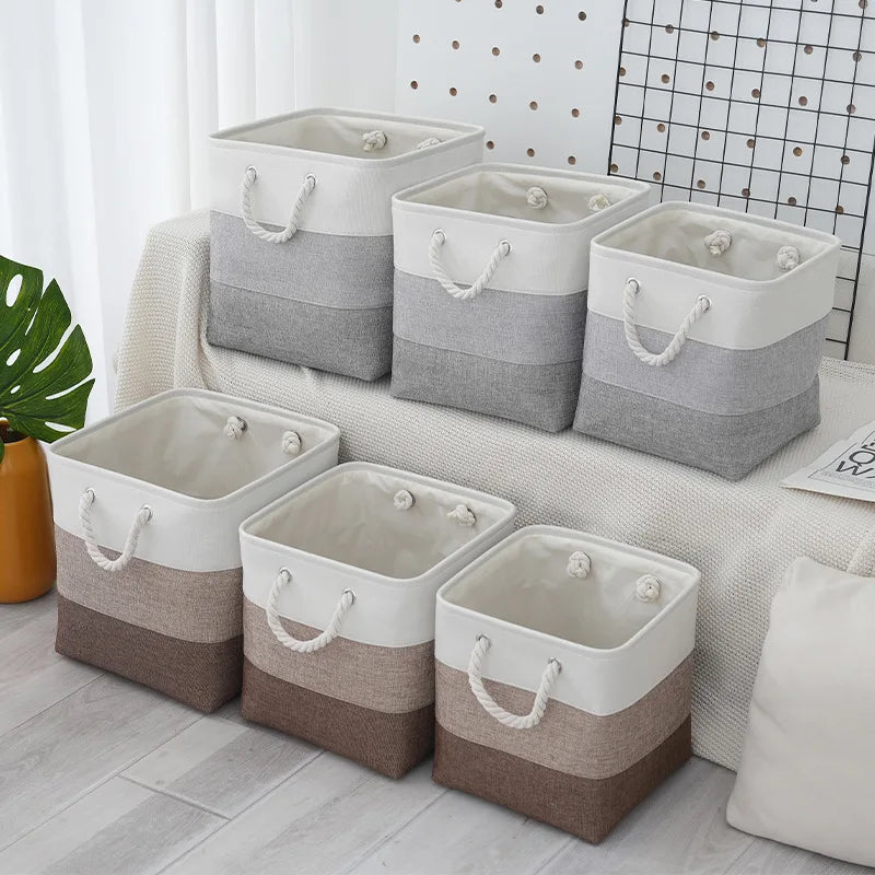 Linen Foldable Clothes Storage Basket Toy Sundries Storage Basket Daily Necessities Clothing Sorting Basket