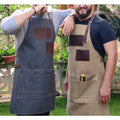 Waxed Canvas Chef Bib Apron Waterproof Woodworking Aprons Heavy Duty BBQ Apron Gift for Him