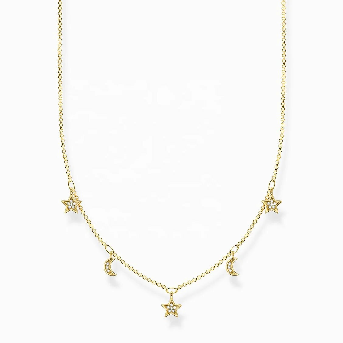 LOZRUNVE 925 Sterling Silver Fashion Jewelry Pave CZ Stone Moon and Star Charm Necklace