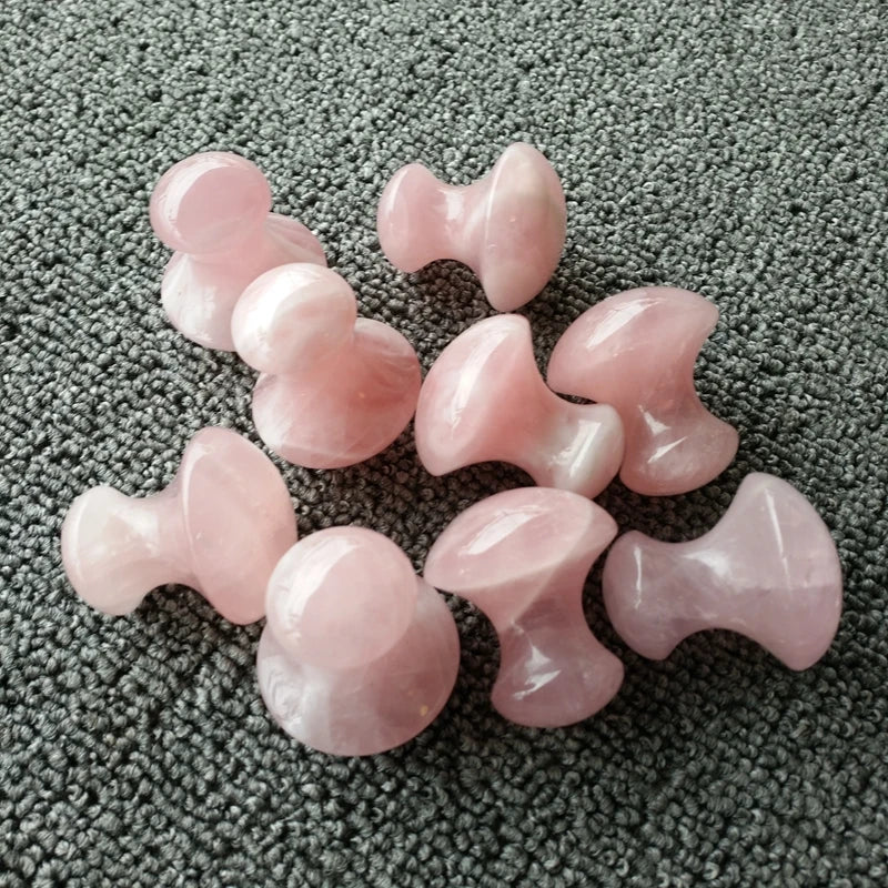 Huiying Bulk supply Natural Rose Quartz facial gua sha scraping massage tool facial massager mushroom shape