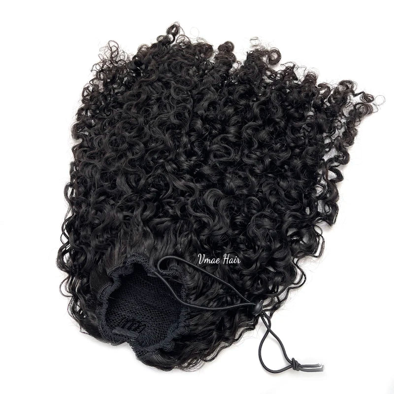VMAE 100g Remy Virgin Raw Full Cuticle Aligned Ponytail Human Hair Extensions Afro Kinky Curly Drawstring Ponytails