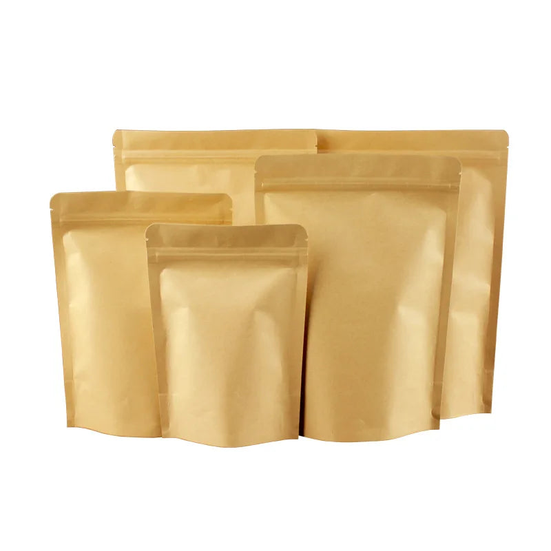 Without Window Kraft Stand up Pouch for Food Coffee Rice Nuts Flour with Zipper Inside Aluminized Manufacturer