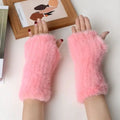 Rex Mink Fur Mittens Women Knitting Gloves Real Fur Winter Hand Winter Warm