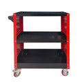 Red Iron 3-Shelf Portable Tool Trolley with Wheels OEM Customizable Industrial Storage Cart