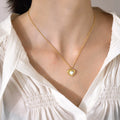 Fashion Love Heart Opal Heart Necklace Stainless Steel Black Agate Gold Women's Fashion Accessories