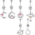 Surgical Steel Barbell Zircon Navel Button Rings Women Piercing Jewelry Birthday Gift Body Belly Piercing Moon Navel Rings
