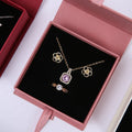 Book-Shaped Rigid Boxes with Ribbon Bow Ring Earrings Necklace Packaging Flip Jewelry Box and Gift Paperboard Carton