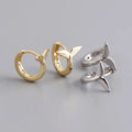 Gold Plated Fine Jewelry Huggies Fishtail Hoop Earrings Stylish Simple 925 Sterling Silver Ocean Whale Weddings Parties Gifts