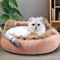 Wholesale Cozy Comfy Winter Warmth Indoor Pet Bed Cute Non-Slip Washable Plush Cats Semi-Enclosed Removable Oxford Fabric
