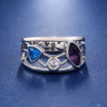 Huitan Factory Jewelry Wholesale Exquisite 925 Silver Plated Lady Party Anillos 3 Color Geometry Crystal Stone Rings for Women