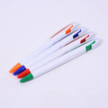 China Directly Drop Ship Curva Clip Click Action Promotional Give Away Solgan Printing Plastic Solid White Ball Pen Gifts