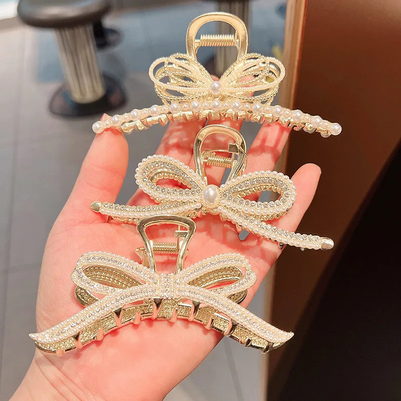 Pearl Rhinestones Hair Clips Hairpins Claw Hair Clips Fashion Hair Jewelry Accessories for Women Girls