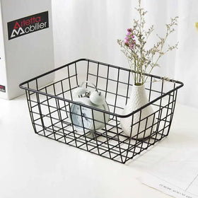 Simple Metal Wire Desktop Storage Basket Kitchen Spice Basket Office Storage Organization
