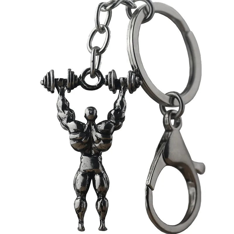 Wholesale Promotion Gift Dumbells Keychain Bag Pendant Sports Man Gym Bodybuilding Fitness Key Chain Dumbbell Keychain