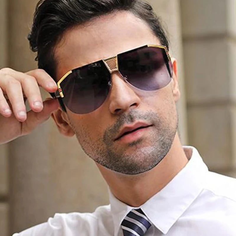 2021 New Pilot Oversized Sunglasses Women Me Brand Design Big Frame Gradient Vintage Sun Glasses Female Rimless Oculos UV400