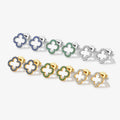 Hollow Out Zircon Clover Jewelry Elegant Custom 925 Sterling Silver Stud Earrings Women