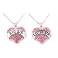 A700024 Zinc Alloy 2pcs Crystal Heart Shape Big Sis Little Sister Letter Pendant Necklace Jewelry Sets