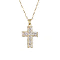 Delicate White Diamond Cross Pendant Necklace Bling Iced Out Cubic Zirconia CZ Cross Necklace Women Men