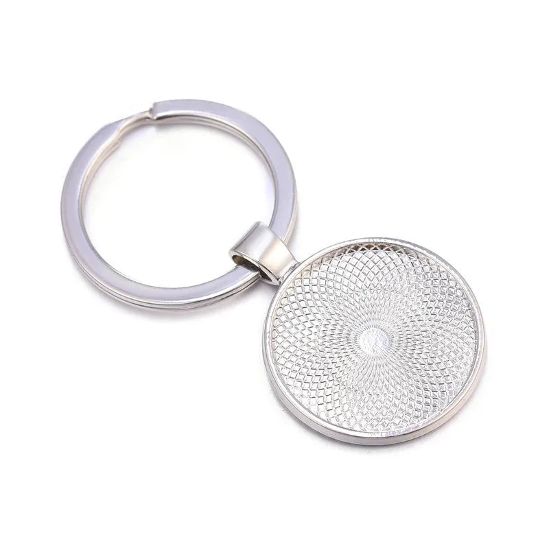 New Design Custom logo 30mm Iron Key Rings with 25mm Round Heart square Oval Antique Silver Pendants Keychains