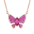 Rose Gold Plated S925 Sterling Silver Butterfly Pendant Necklace Trendy Pink CZ (Zircon) for Engagement Wedding or Party