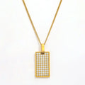 Joolim 18k Gold Plated Zirconia Pave CNC Inlay Rectangle Pendant Dainty Chain CZ Stainless Steel Necklace  Jewelry Wholesale