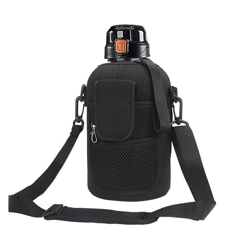 Custom 64 OZ Neoprene Water Bottle Sleeve Cooler Bag with Comfortable Shoulder Strap