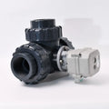 A150 DN50 50mm 24v CR202 Normally DC12-24v Closed 3 Way L T Port Upvc Pvc Motorized Ball Valve