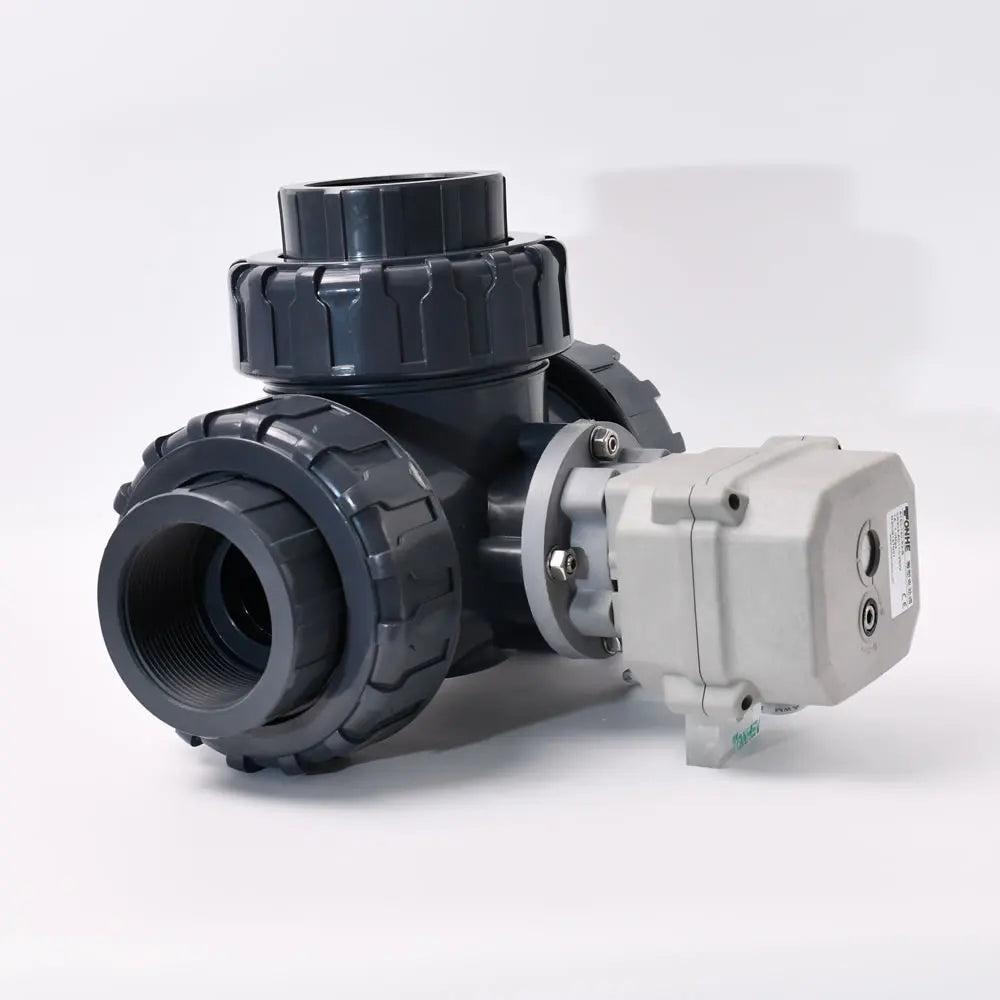 A150 DN50 50mm 24v CR202 Normally DC12-24v Closed 3 Way L T Port Upvc Pvc Motorized Ball Valve