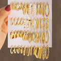 New Wholesale Gold Plated Pearl Butterfly Acrylic  Hoop Earring Set for Women Metal Hollow Earrings Jewelry