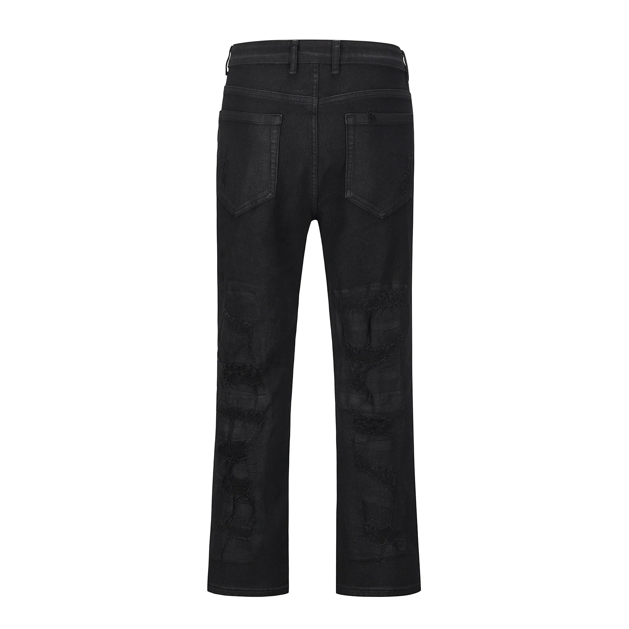 Custom Label Trousers for Men Drop Ship Boys Men Wax Coated Stock Pants Black Waxed Jeans