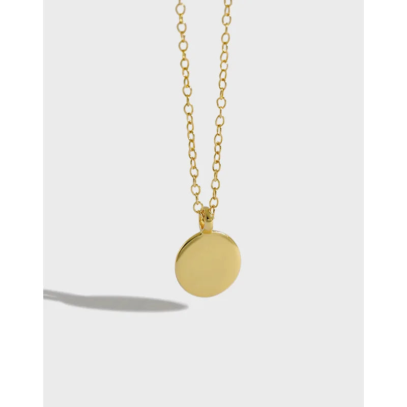 925 Silver Round Pendant Gold Chain Necklaces 18K Gold Plated Necklace Pendants for Jewelry Making