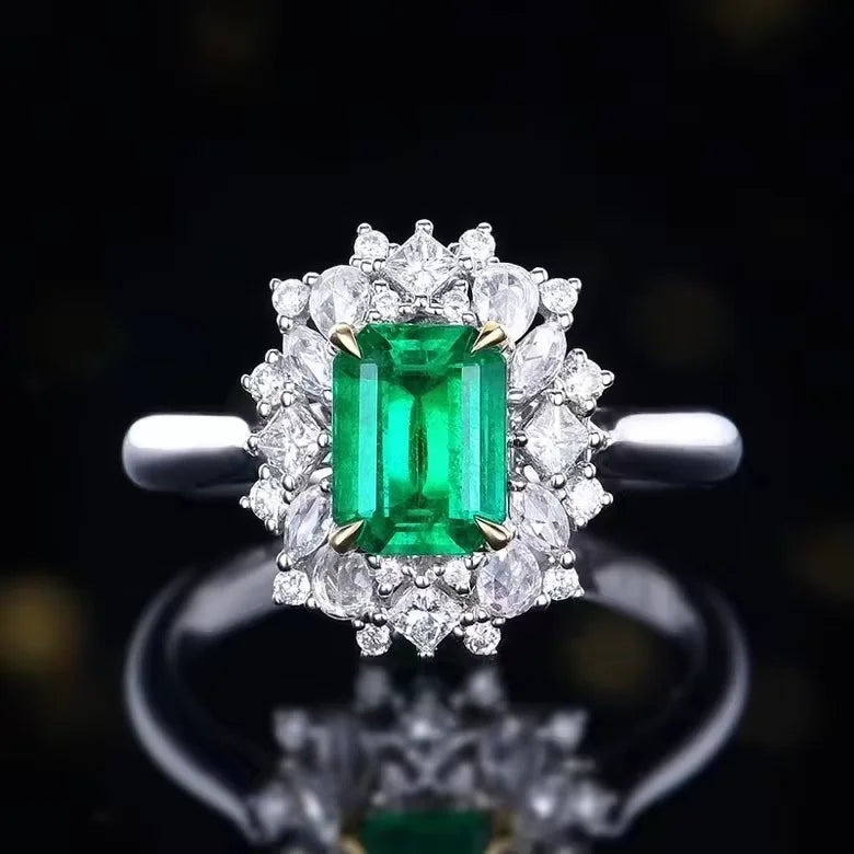 925 Sterling Silver Green Emerald Ring Marquise Engagement Ring Set Eternity Fine Jewellery Ring
