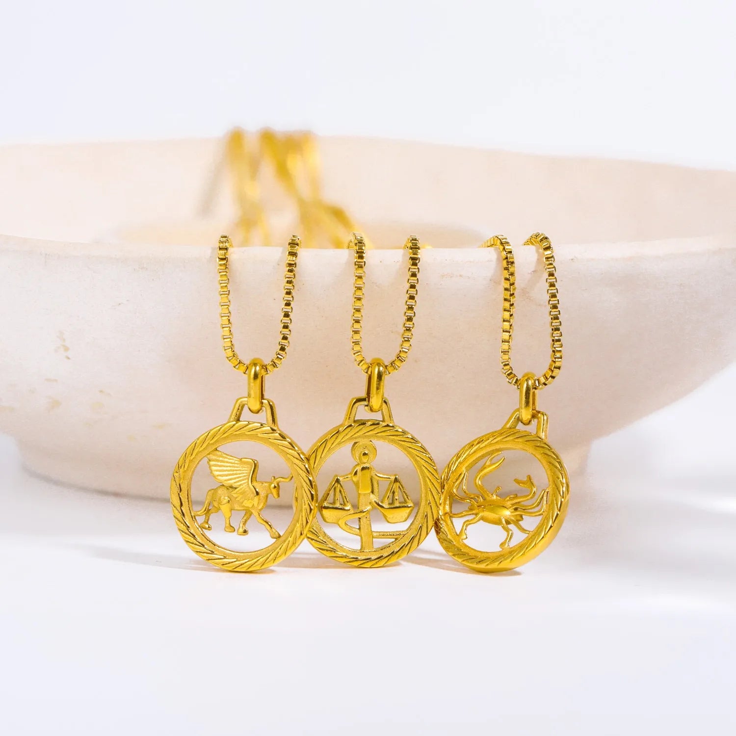 Custom Casting Vintage 12Constellation Jewelry 18K PVD Gold Plated Stainless Steel Non Tarnish Zodiac Pendant Necklace