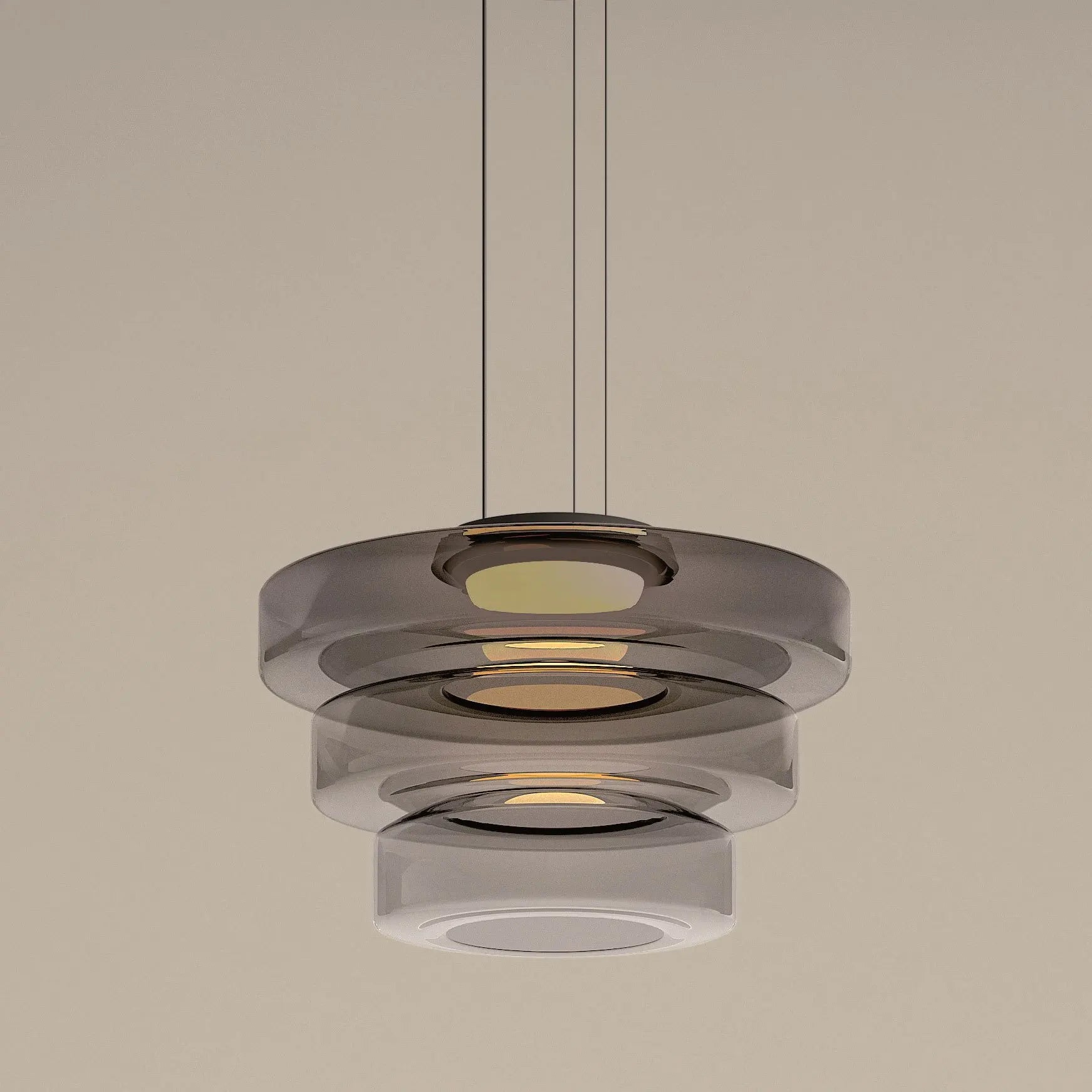 Modern Italian Chandelier Multi-layer Ashtray Shape Green Glass Pendant Light for Livingroom