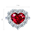 Romantic Glamour 925 Sterling Silver Lab Grown Ruby Heart Cut Gemstone Ring Trendy Elegant Wedding Anniversary Gift Valentine's