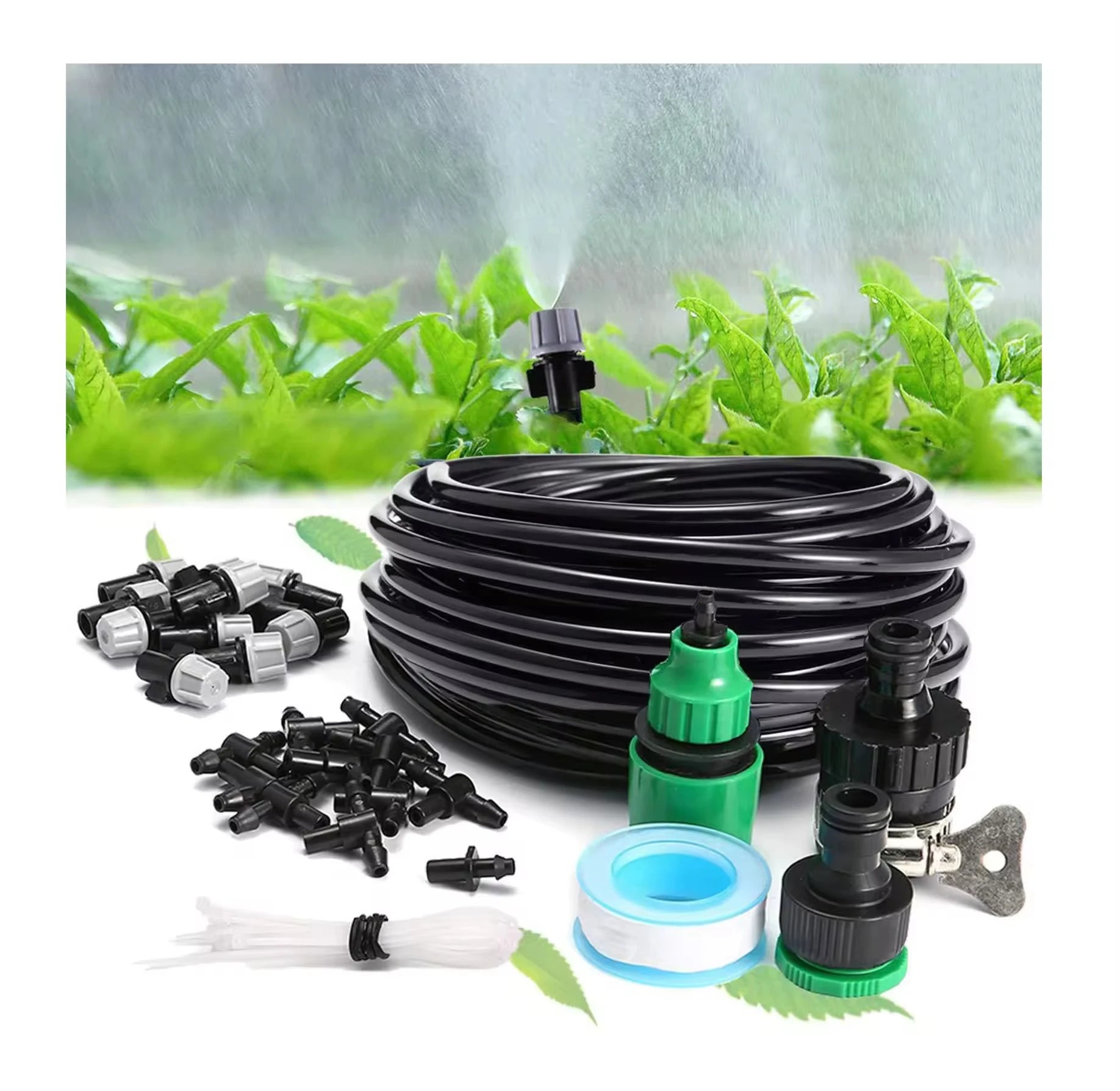 F15 DIY Low Pressure Misting Cooling System Summer Outdoor Water Mister for Patio Garden Watering Sprayer