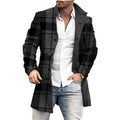 Latest Men's Plaid Trench Coat Single Breasted Top Winter Warm Business Long Jacket Stand Collar 100% Polyester Eco-Friendly